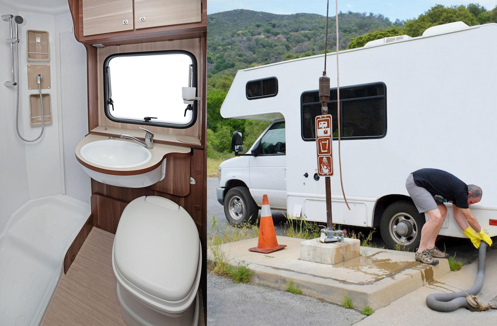 Portable RV/camper toilet and holding tank setup in Southaven, Mississippi