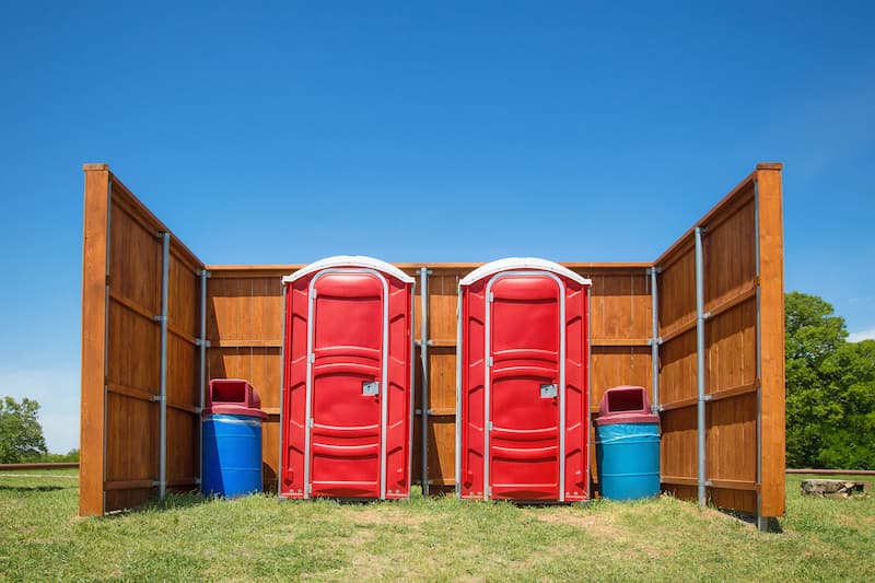 Short-term porta potty units staged for delivery in Southaven, Mississippi